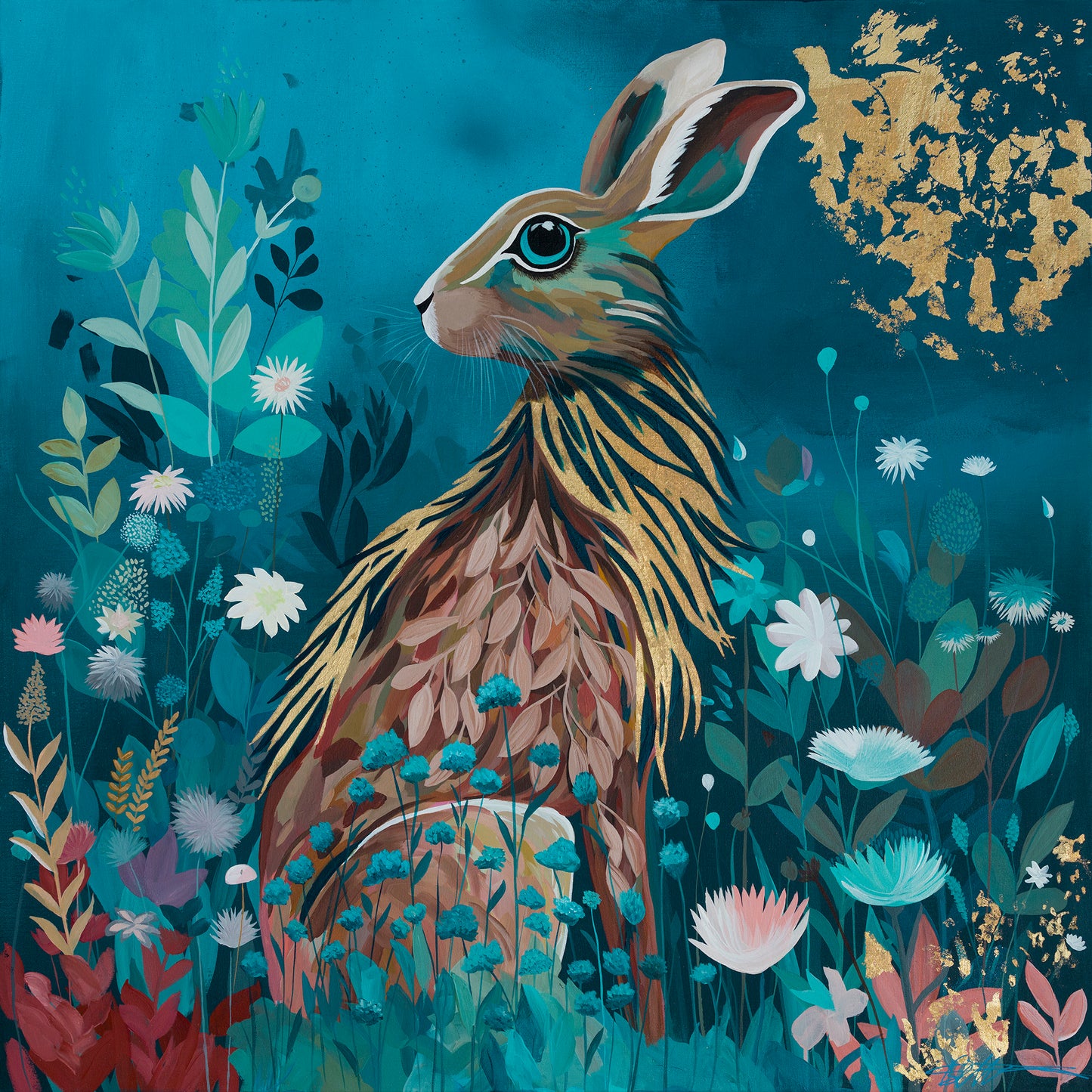 Hare With a Golden Mane - Original Acrylic Painting