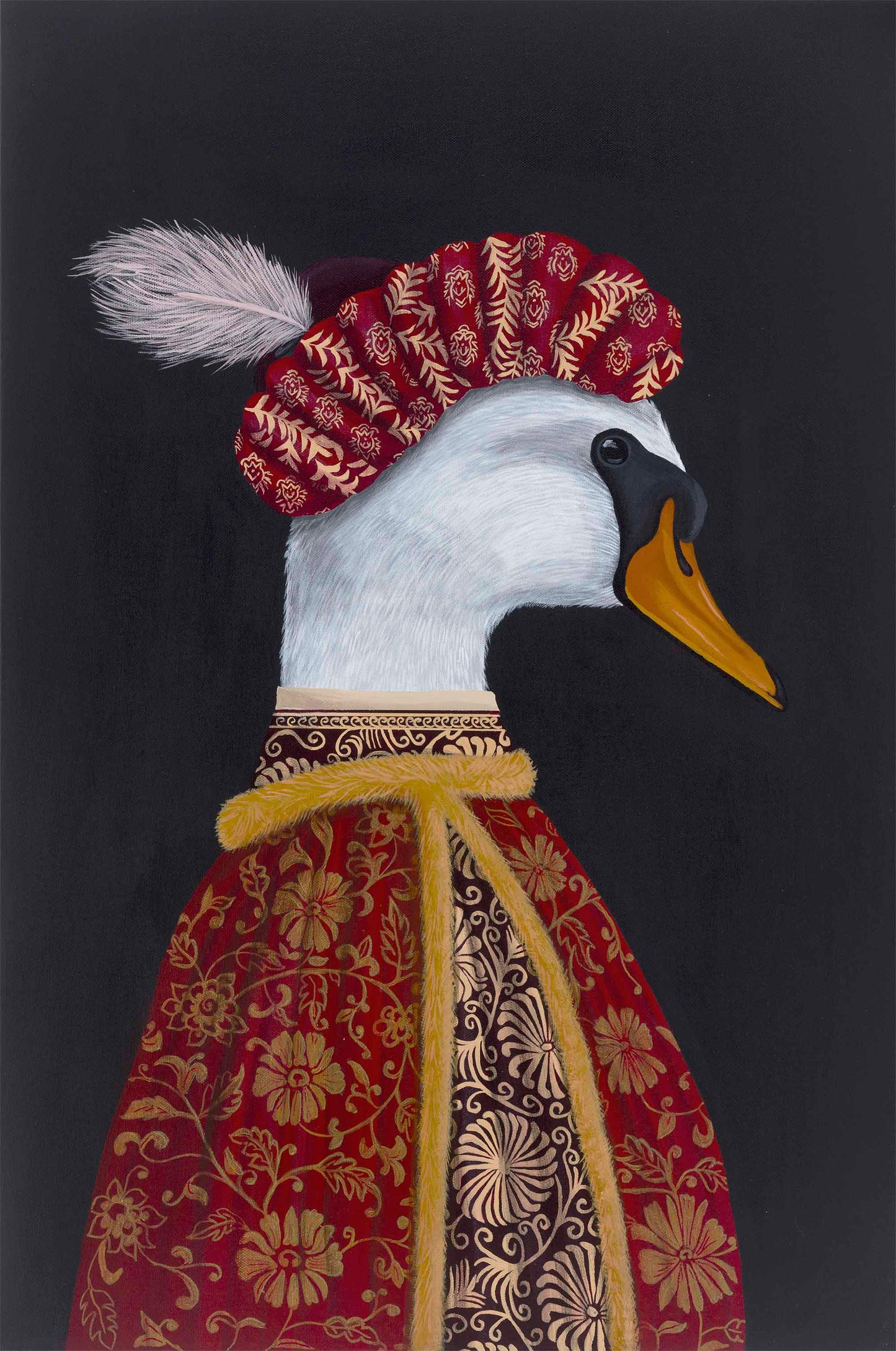 The Scheming Pharmacist and The Deceitful Wife – Original Medieval Swan Diptych Painting