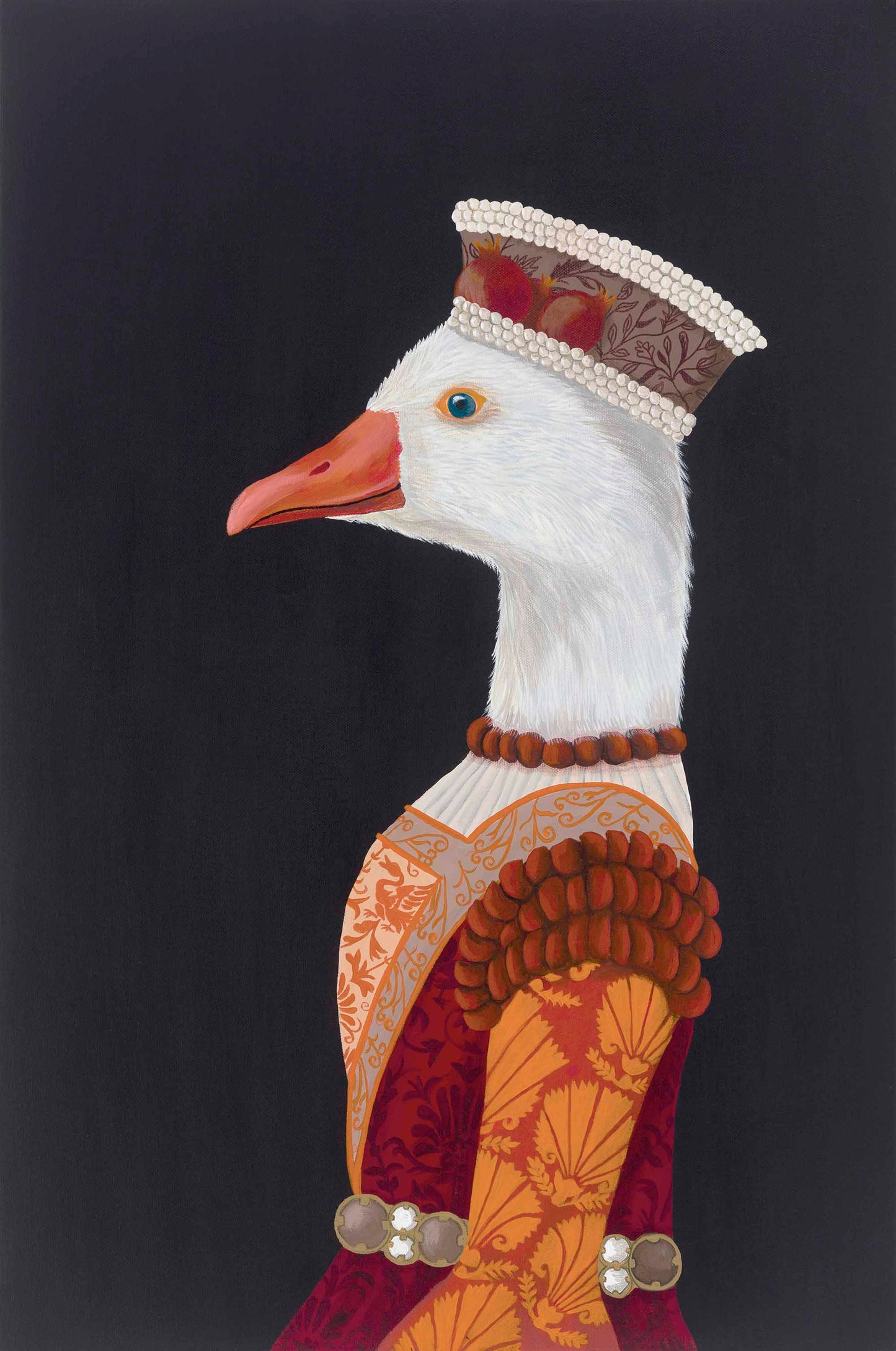 The Knotted Groom and The Fruitless Bride – Original Medieval Goose Diptych Painting