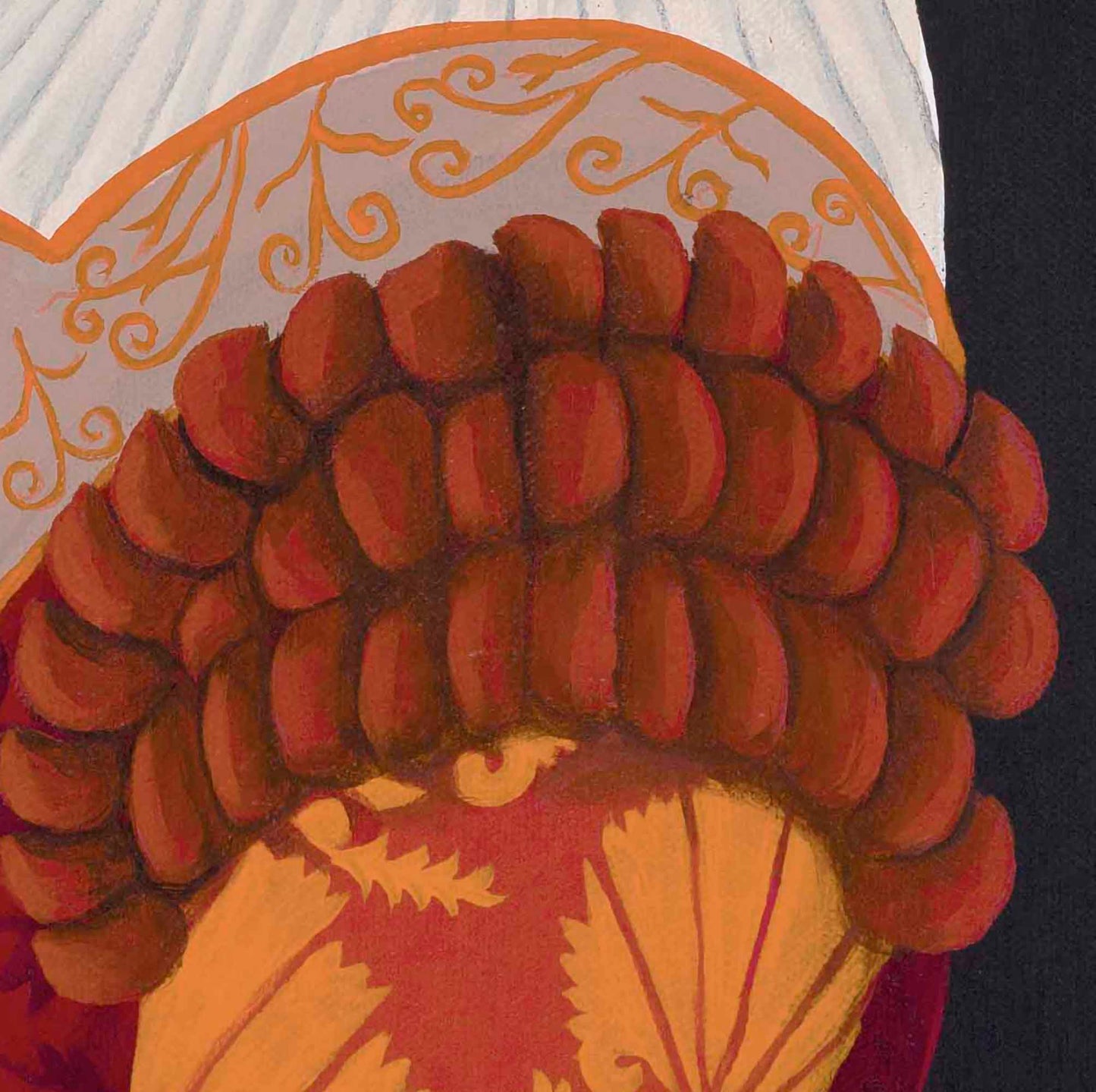 The Knotted Groom and The Fruitless Bride – Original Medieval Goose Diptych Painting