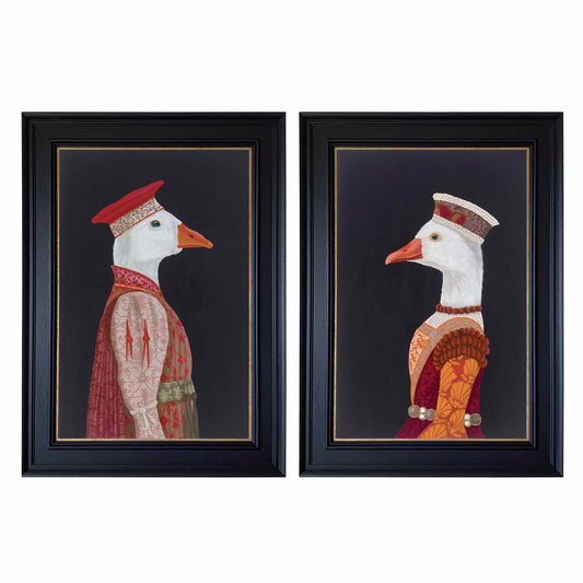 The Knotted Groom and The Fruitless Bride – Original Medieval Goose Diptych Painting