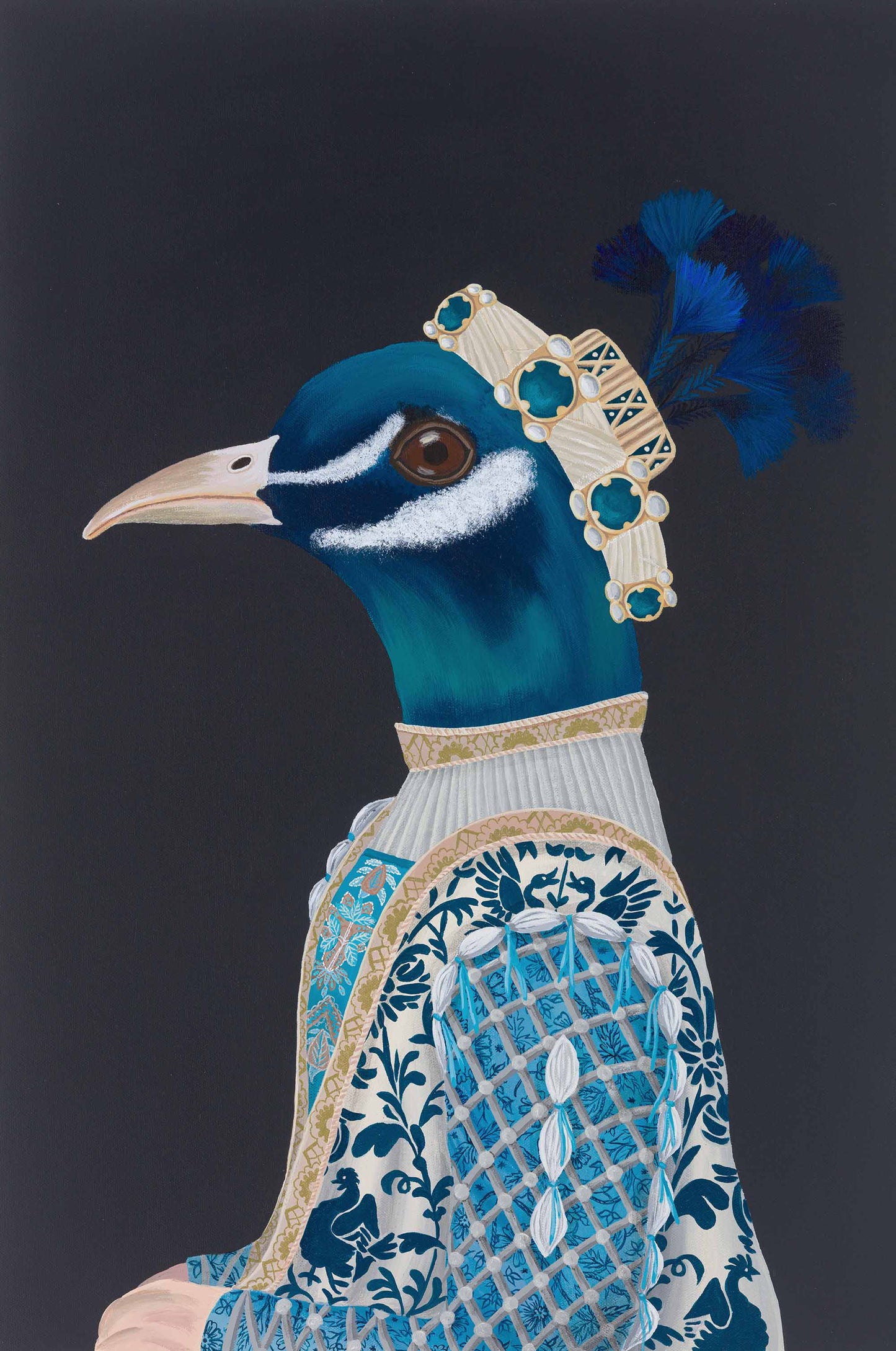 The Vain Optician and The Wheelbearer – Original Medieval Peacock Diptych Painting