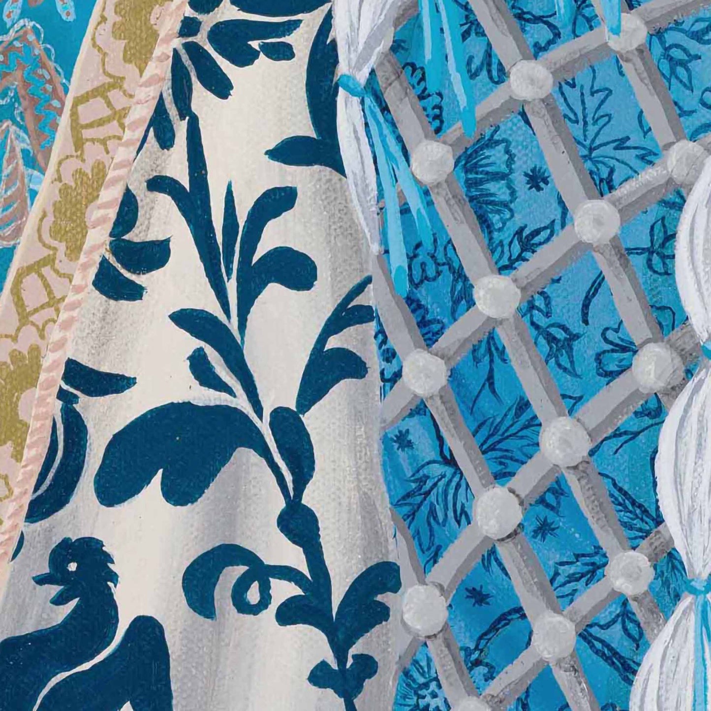 The Vain Optician and The Wheelbearer – Original Medieval Peacock Diptych Painting