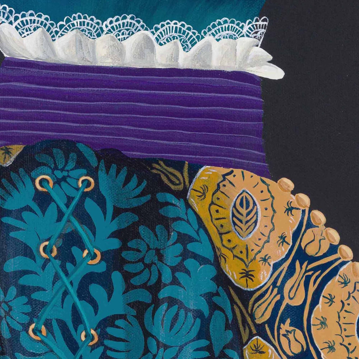 The Vain Optician and The Wheelbearer – Original Medieval Peacock Diptych Painting