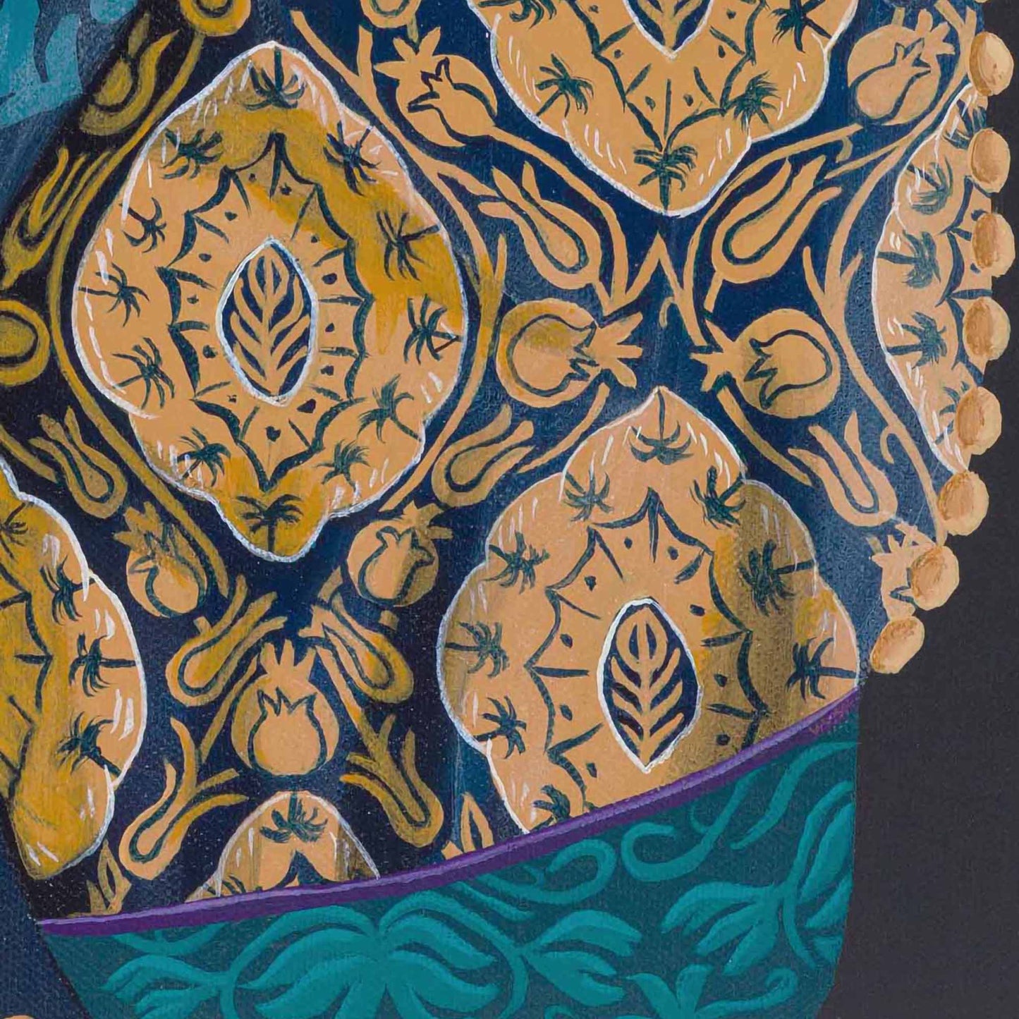 The Vain Optician and The Wheelbearer – Original Medieval Peacock Diptych Painting