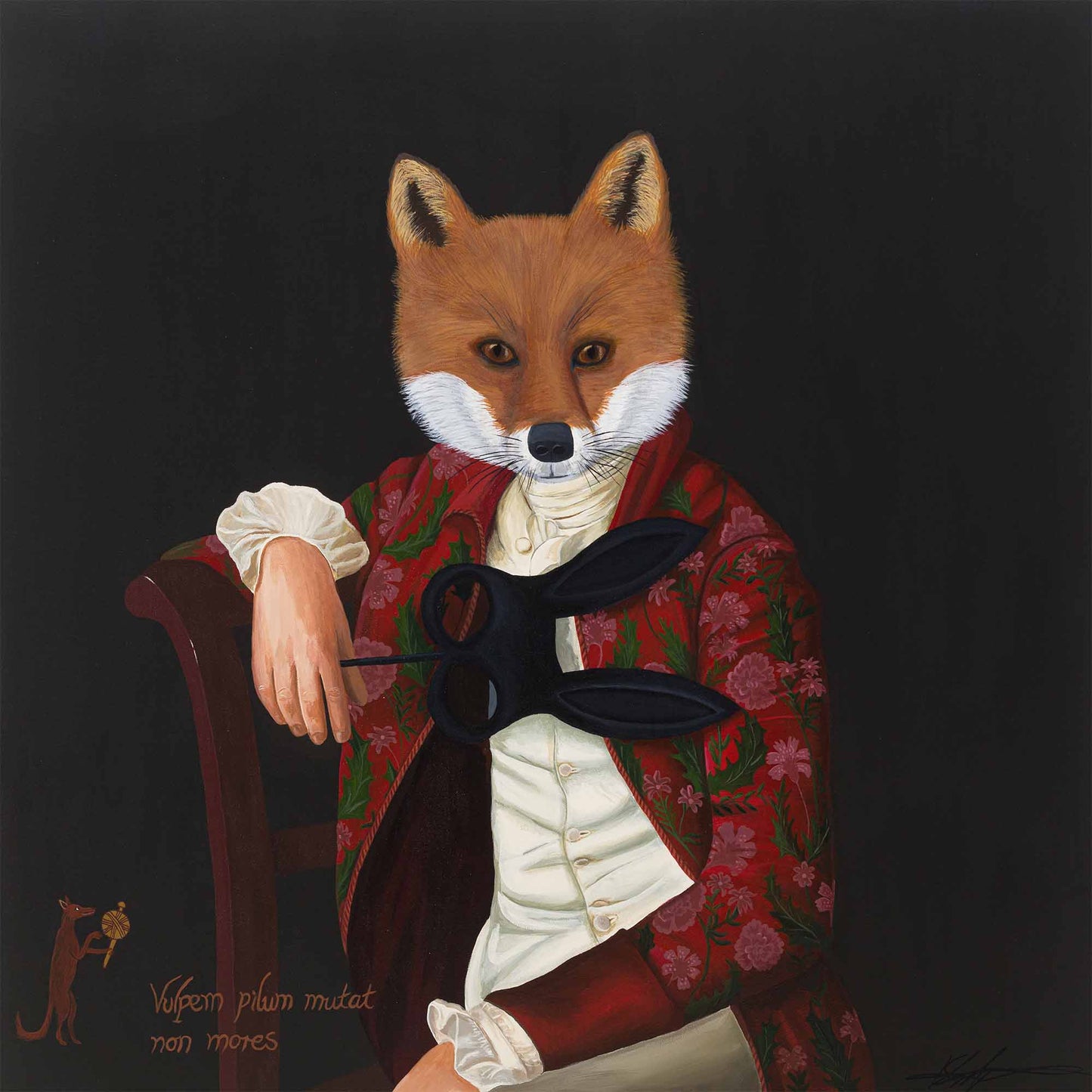 The Masquerade of Lord Reynard – Original Fox Portrait Painting in Period Costume