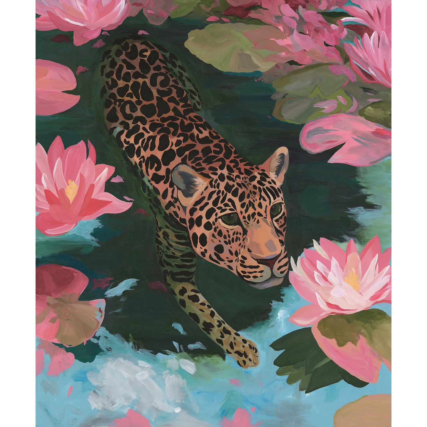 Lotus Leopard – Original Acrylic Painting