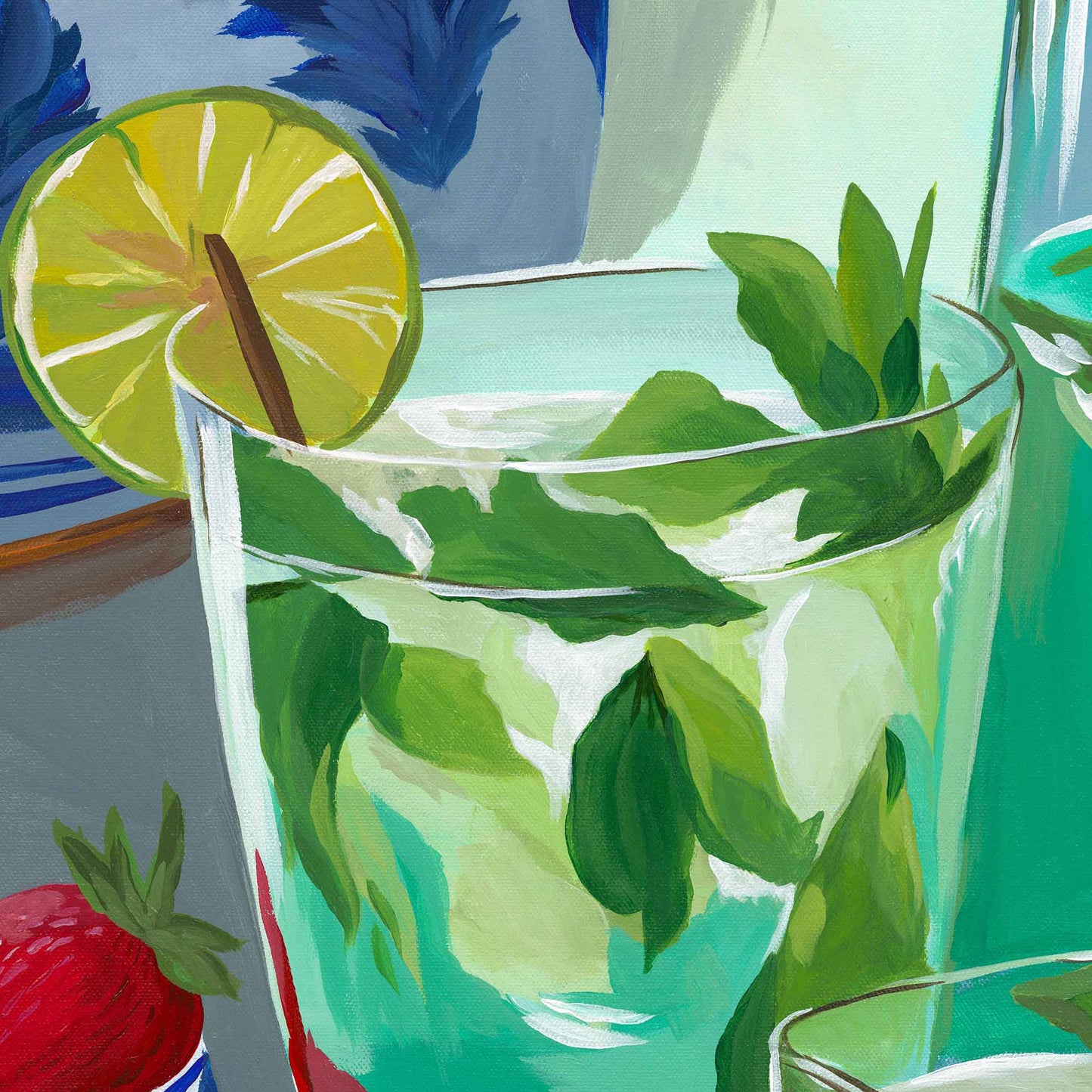 Mojito And Strawberries – Original Acrylic Painting