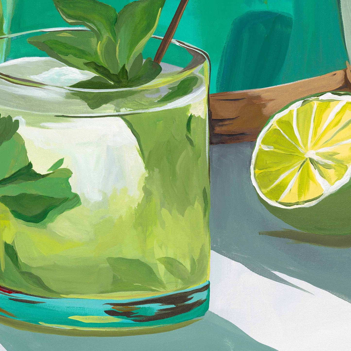 Mojito And Strawberries – Original Acrylic Painting