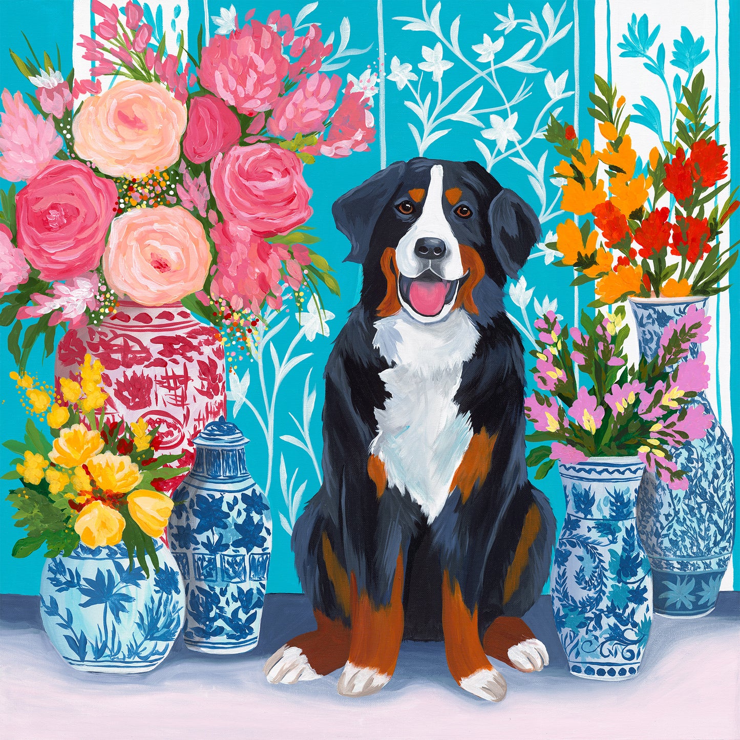 Bernese Bouquet – Original Acrylic Painting