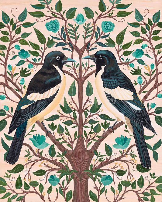 Magpie Tree – Original Acrylic Painting