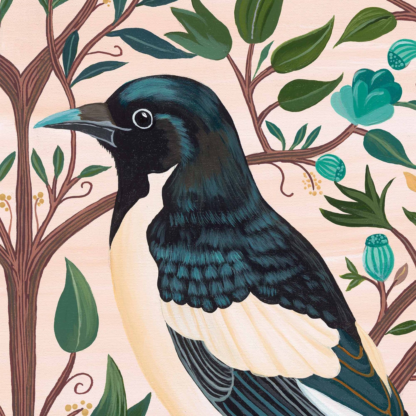 Magpie Tree – Original Acrylic Painting