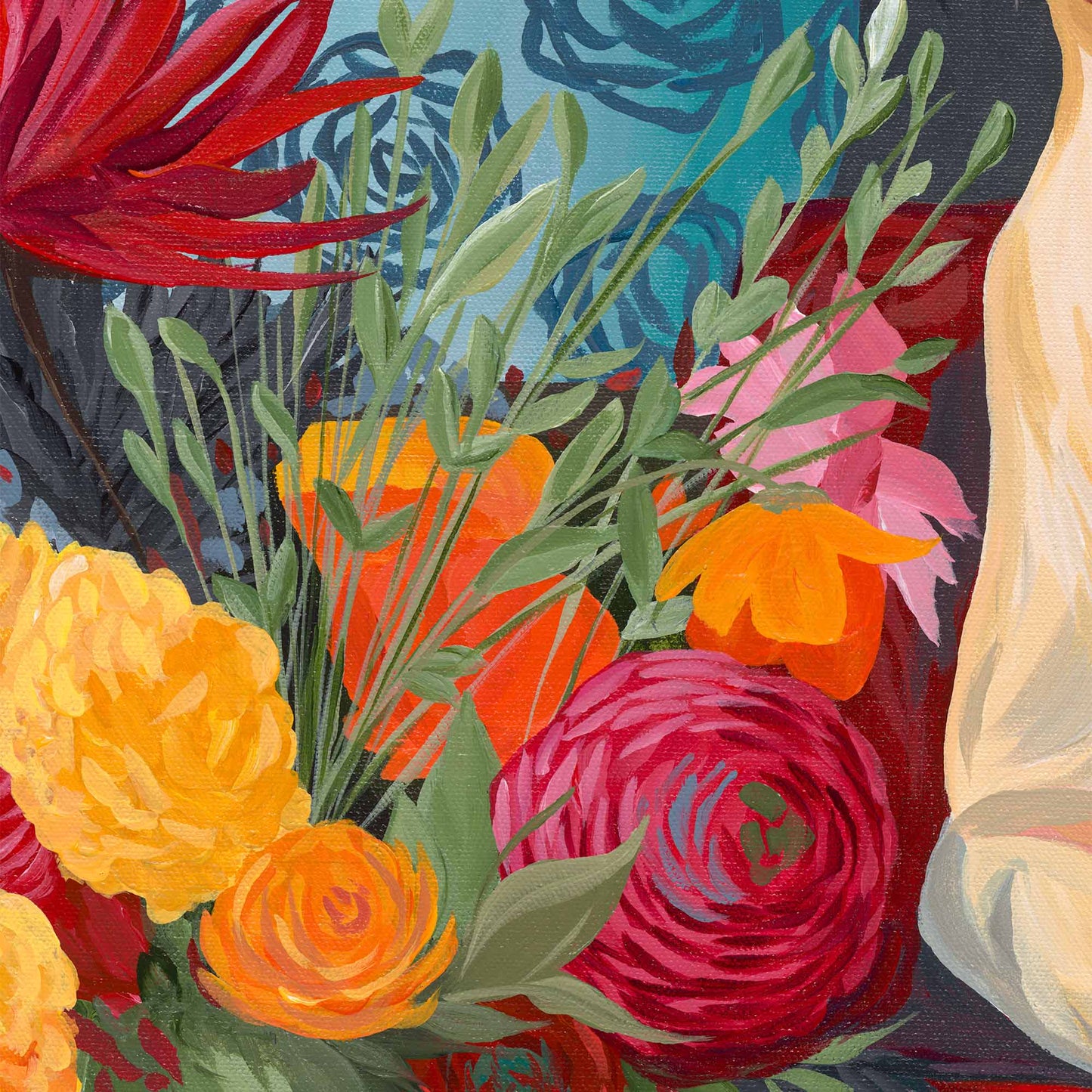 Floral Sofa Sneak – Original Acrylic Painting
