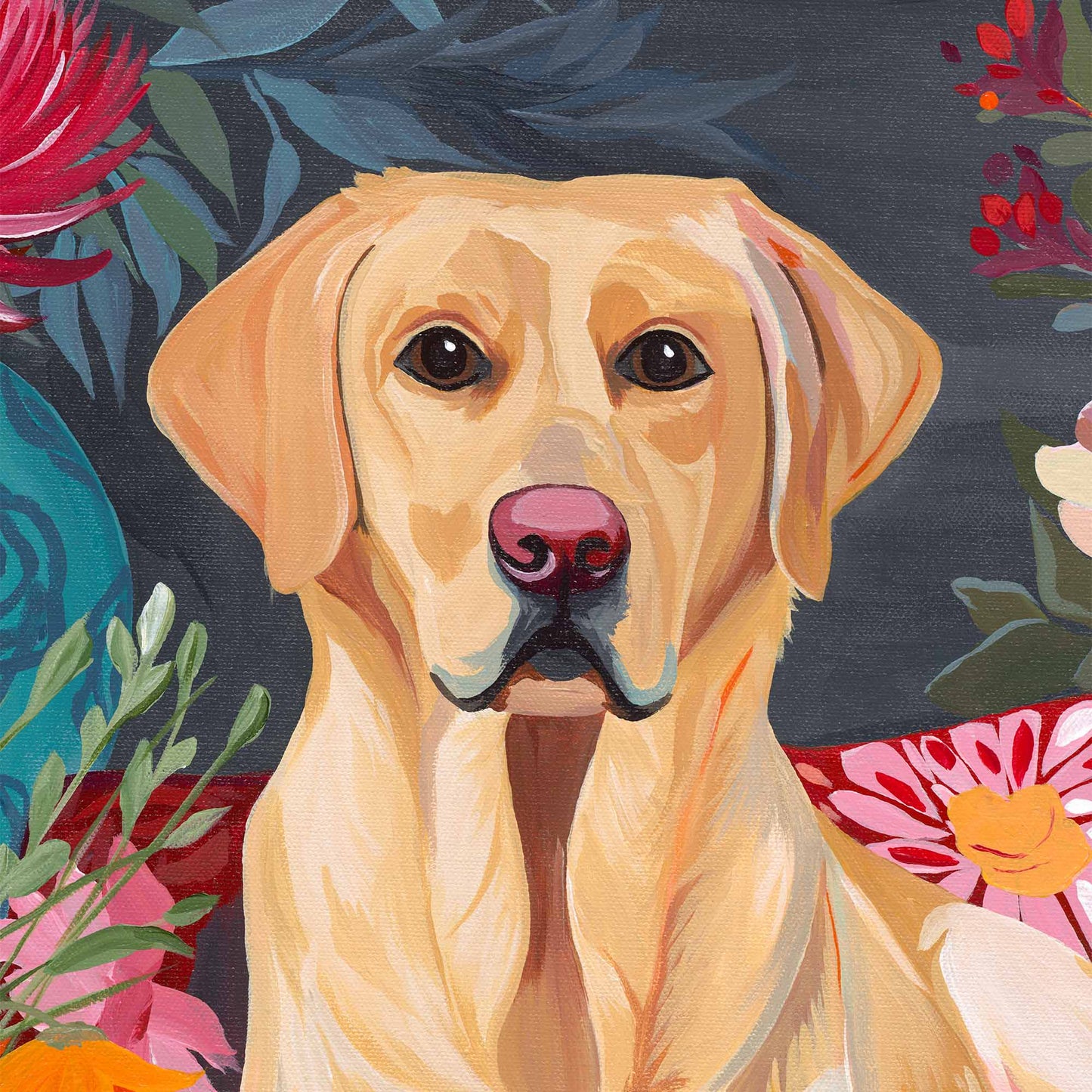 Floral Sofa Sneak – Original Acrylic Painting