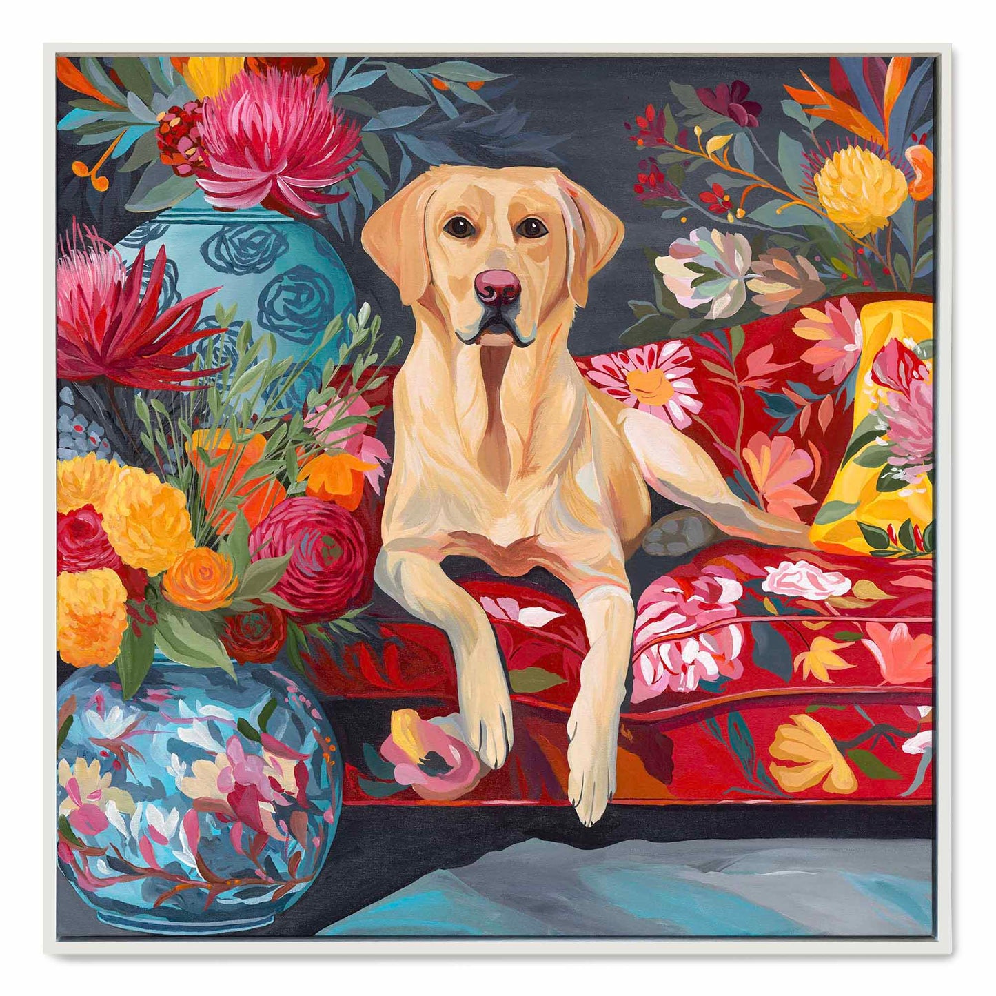 Floral Sofa Sneak – Original Acrylic Painting