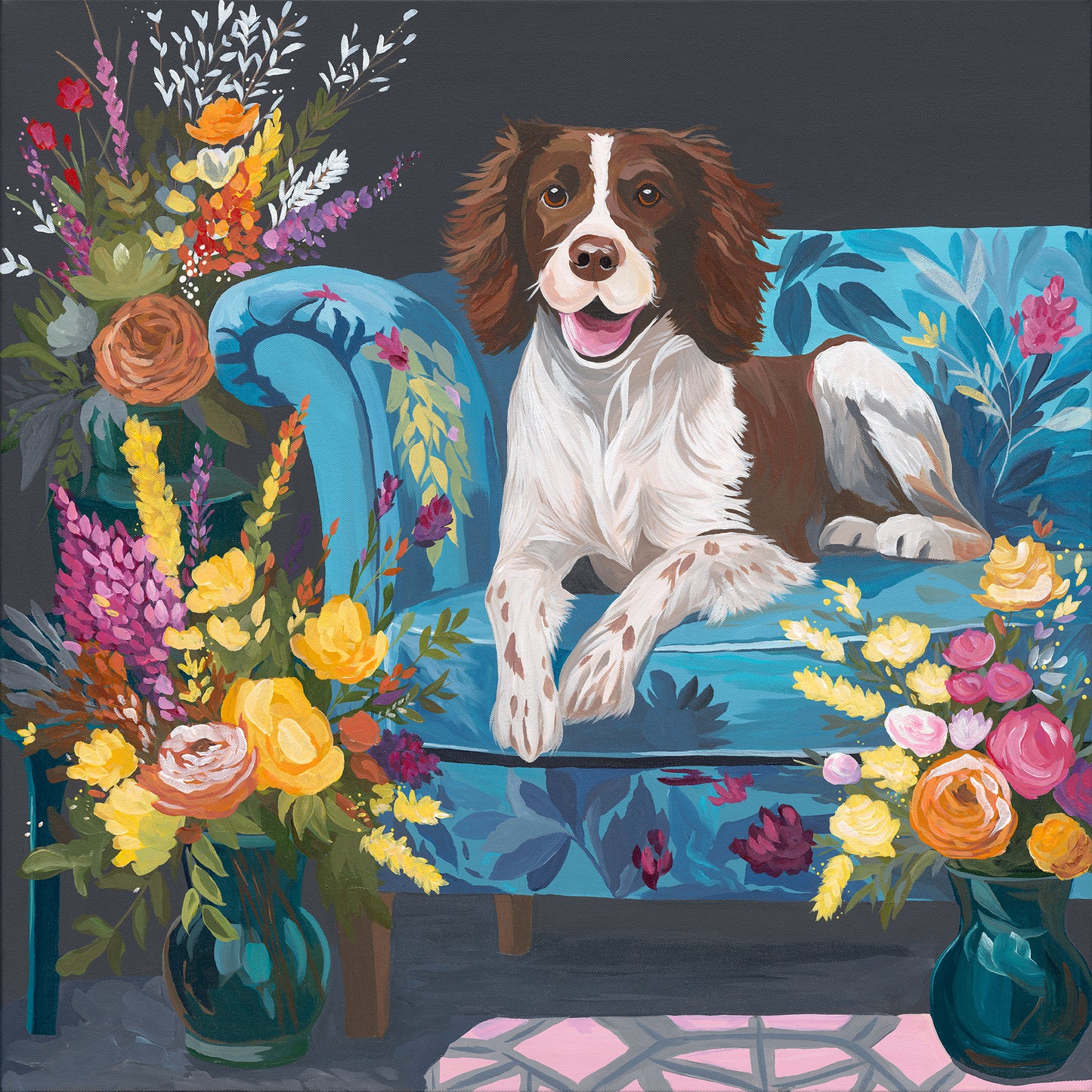 Petals, Paws & Pizzazz – Original Acrylic Painting
