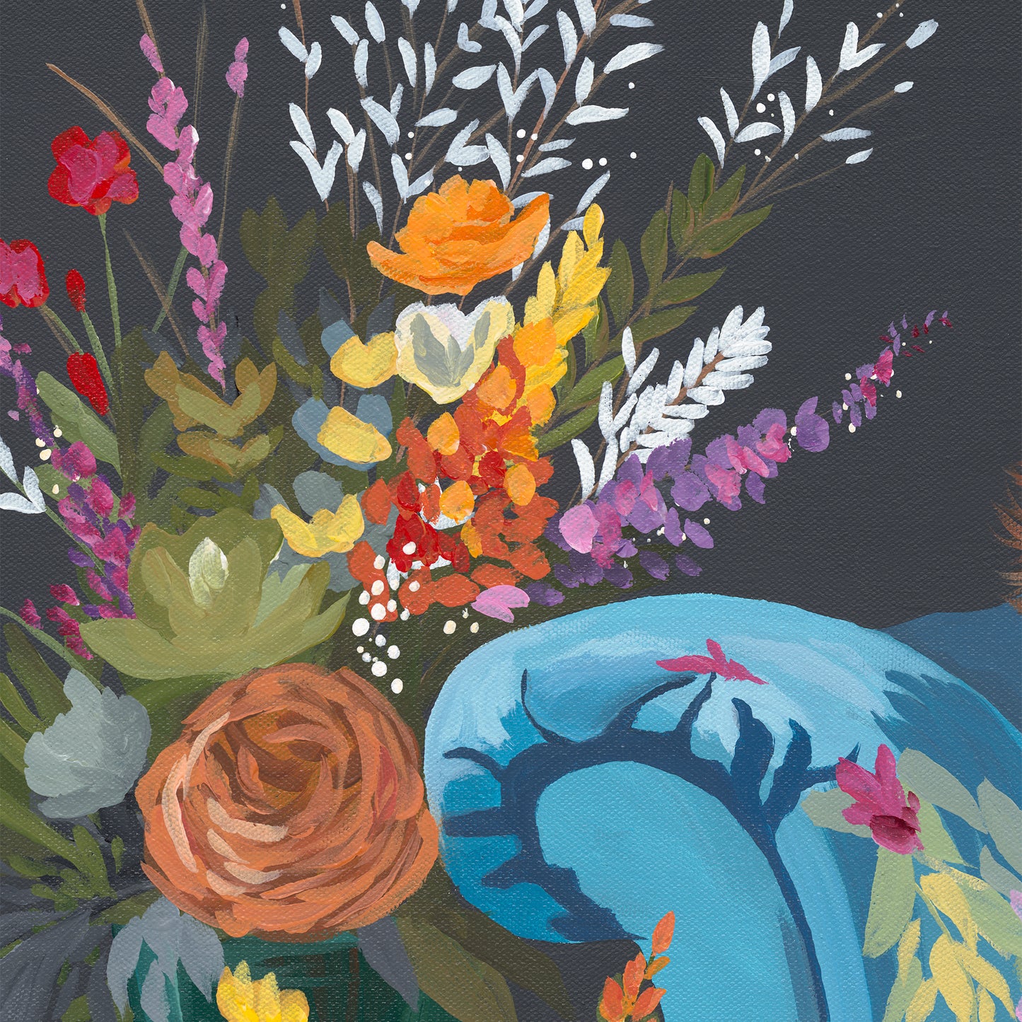 Petals, Paws & Pizzazz – Original Acrylic Painting