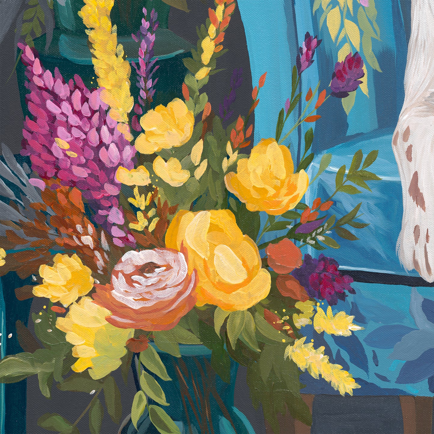 Petals, Paws & Pizzazz – Original Acrylic Painting