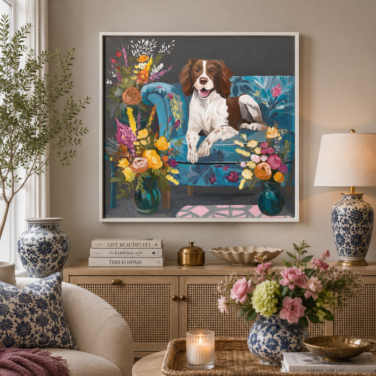 Petals, Paws & Pizzazz – Original Acrylic Painting