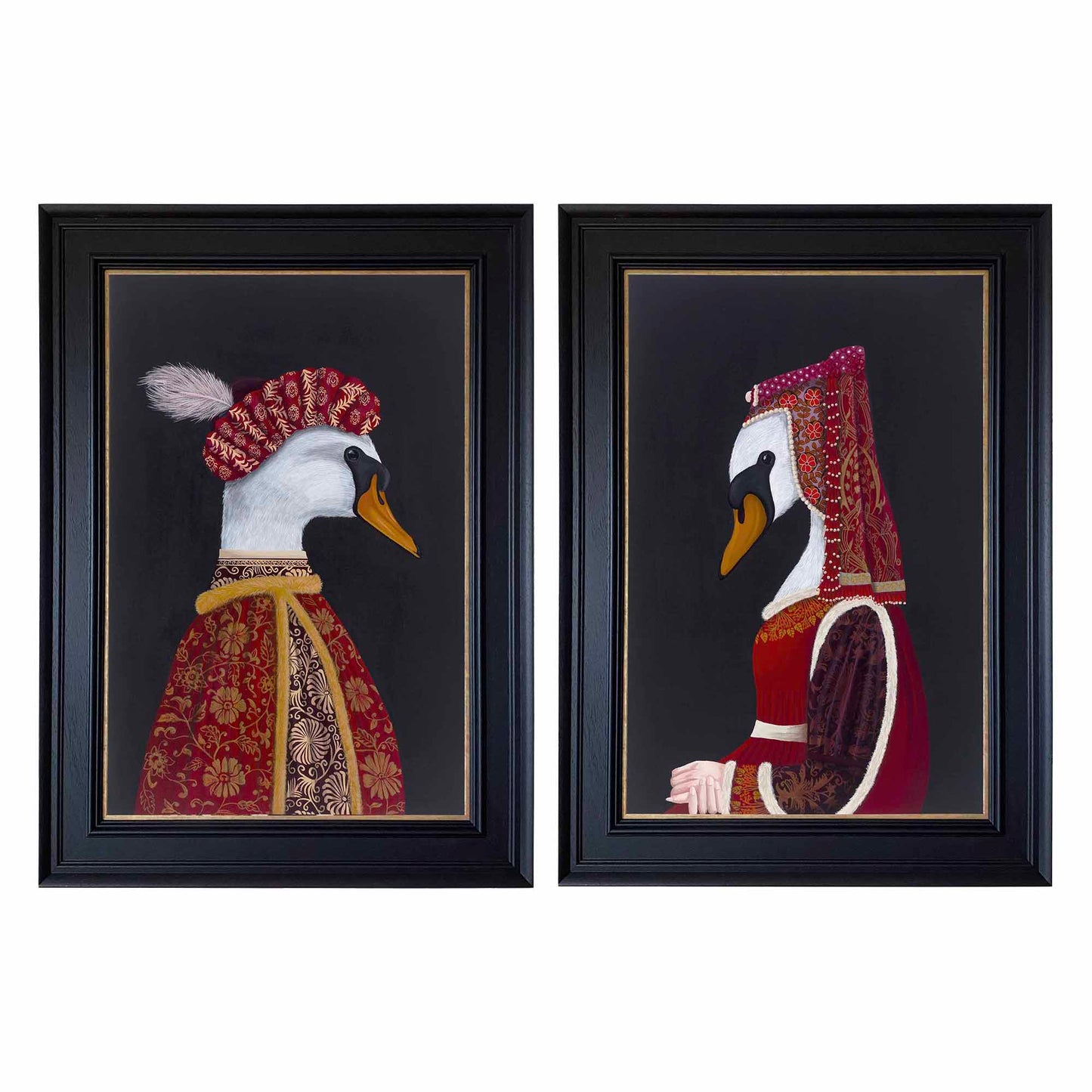 The Scheming Pharmacist and The Deceitful Wife – Original Medieval Swan Diptych Painting